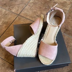NIB Vince Camuto Pink Suede Wedge Espadrilles Sz 8